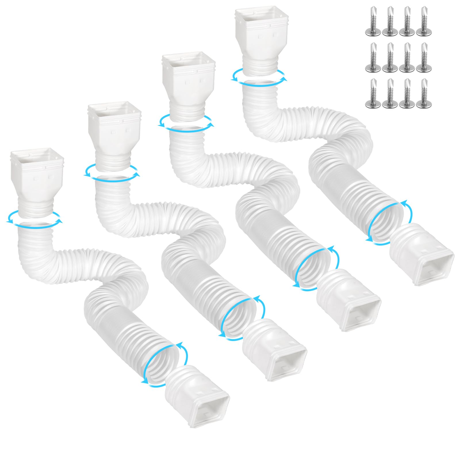 Gutterlix downspout extensions extendable from 21 to 67 inches for flexible drainage.