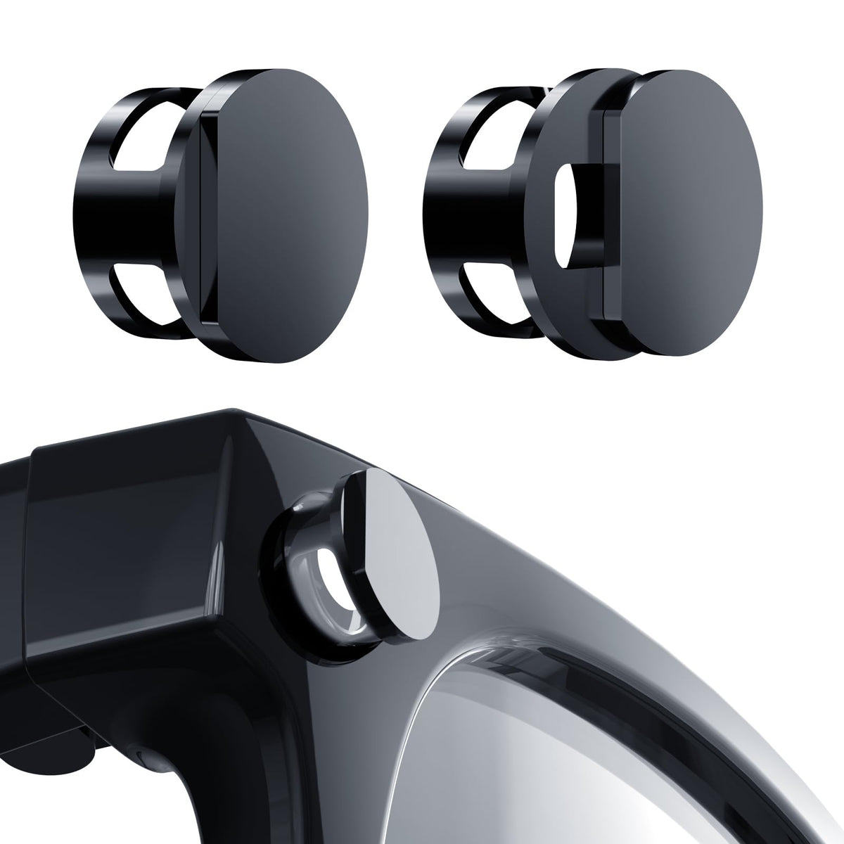 GUUGEI Meta light cover front view on Ray-Ban Wayfarer blocking LED glare for seamless filming