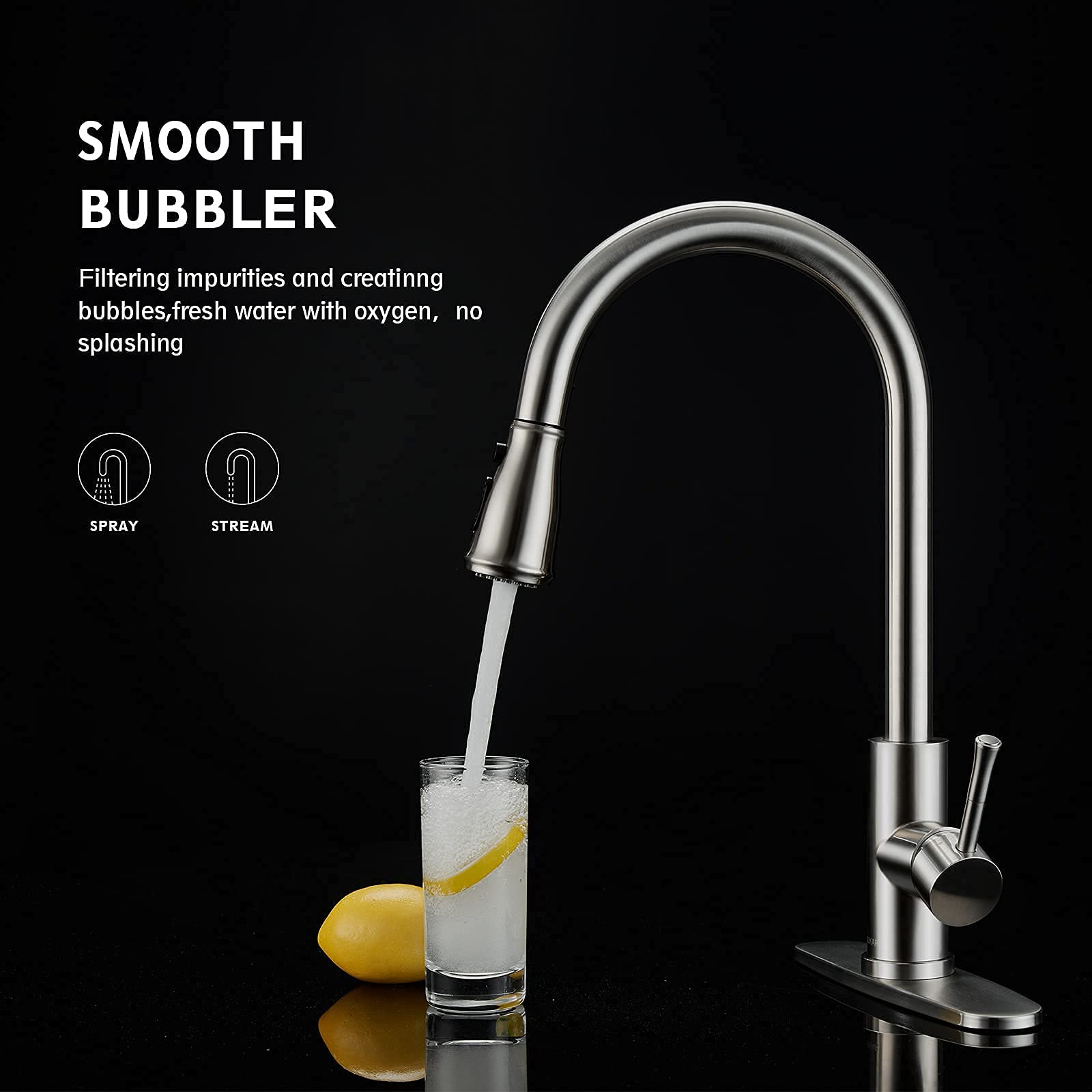 GUUKAR faucet three-function spray head for pause, stream, and spray tasks