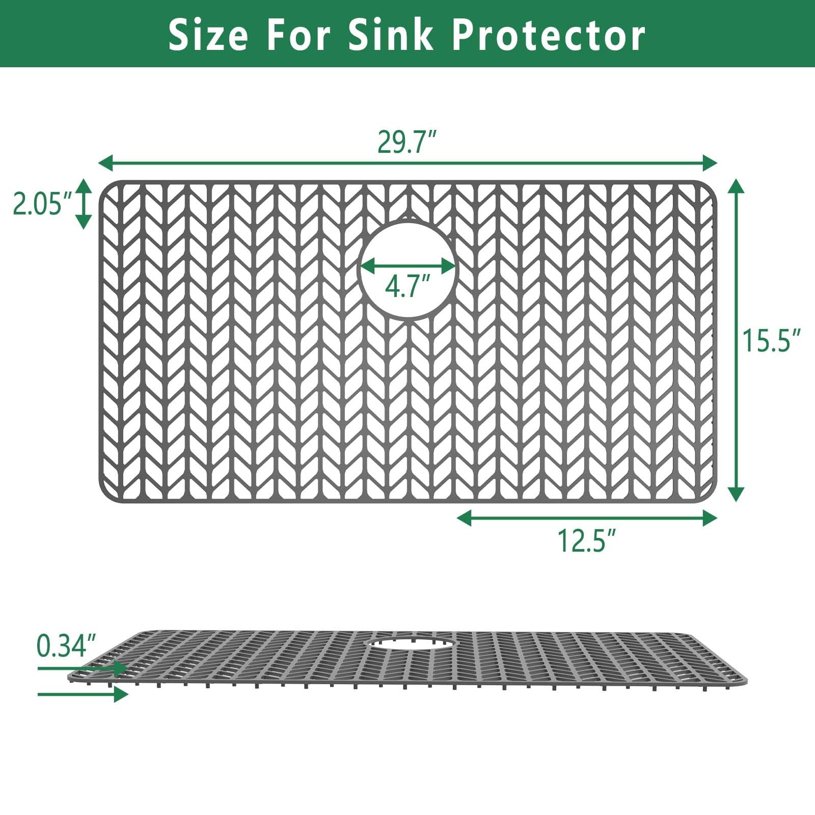 GUUKIN farmhouse sink protector grey fits curved edges while cushioning fragile glassware