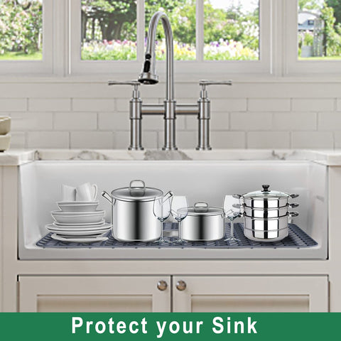 GUUKIN silicone sink mat elevated surface improves drainage and airflow.