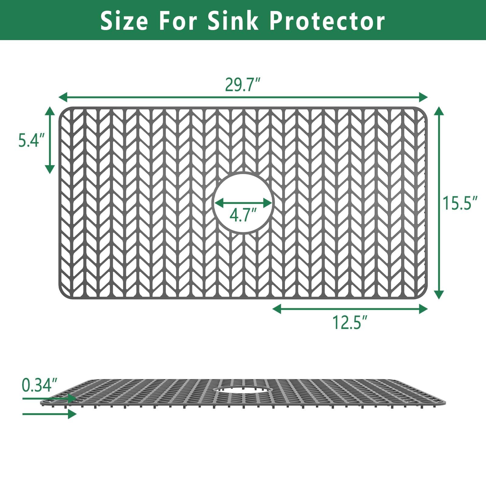GUUKIN silicone sink mat 30x16 provides heat resistance for cookware.