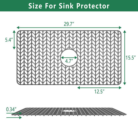 GUUKIN silicone sink mat 30x16 provides heat resistance for cookware.