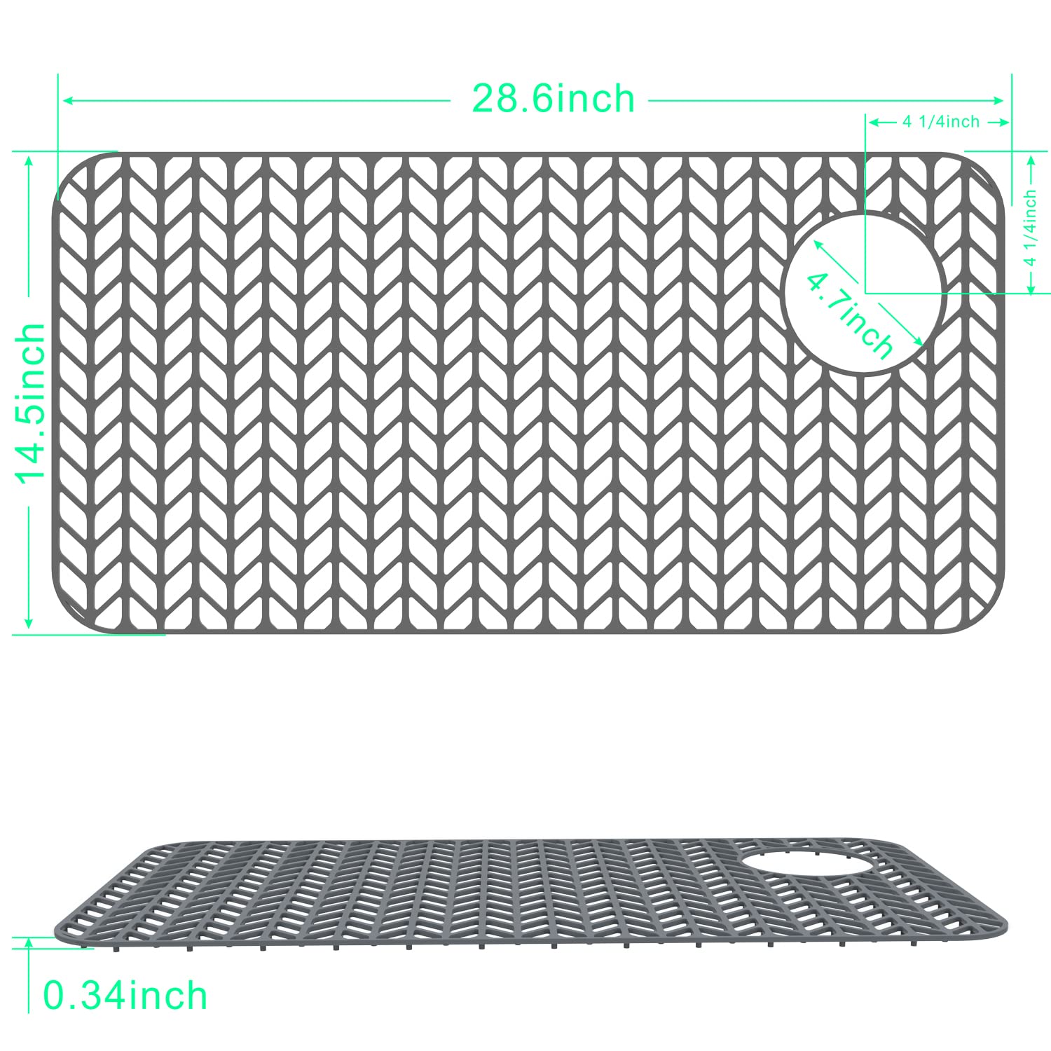 GUUKIN mat with drainage design guides fluids toward the sink for drying.