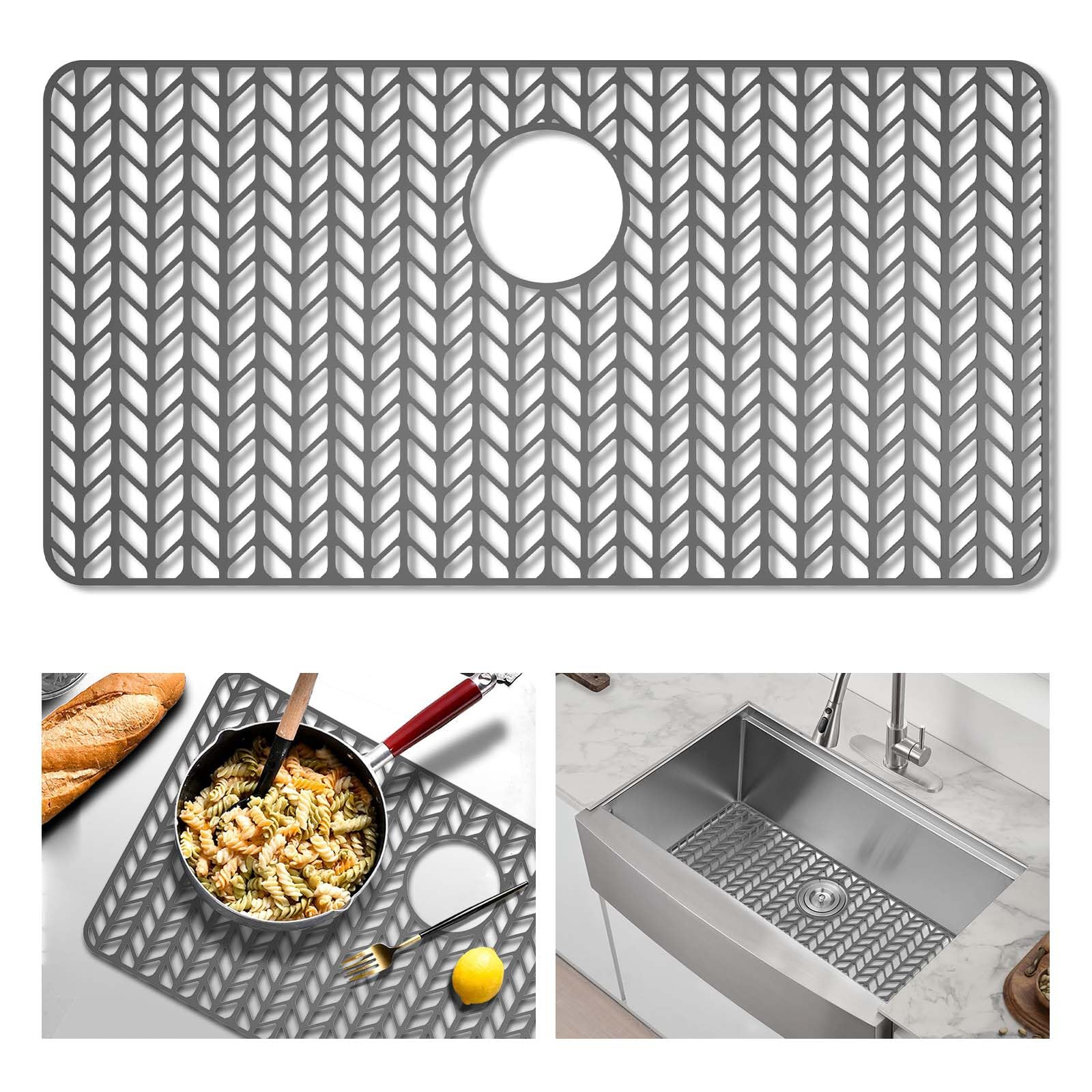 GUUKIN sink protector 30x16 grey shielding the sink surface from scratches and scuffs
