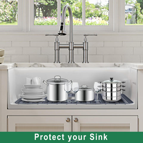 GUUKIN 26x14 mat on porcelain sink with drainage channel