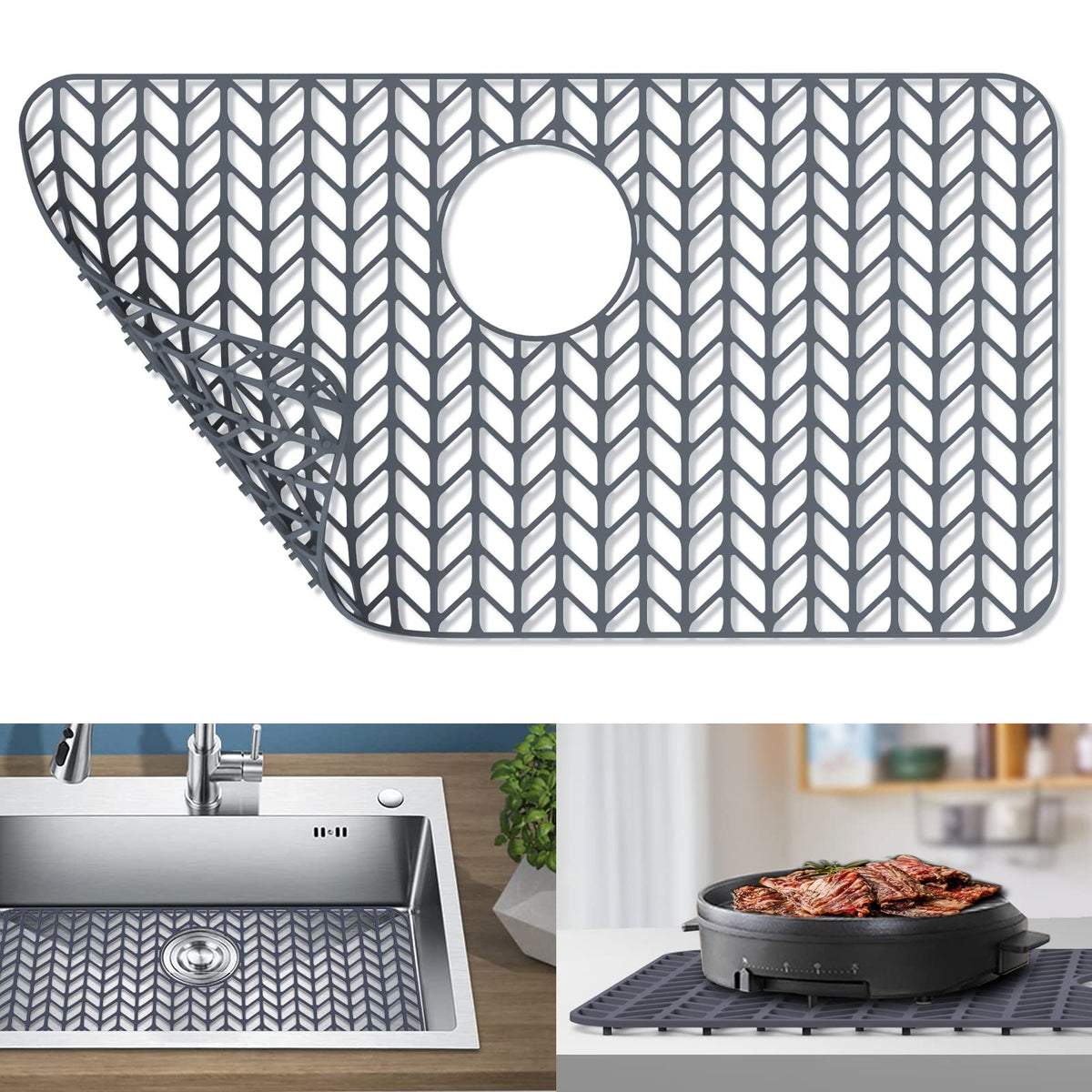 GUUKIN sink protectors top view, 26x14 grid protects sinks from scratches.