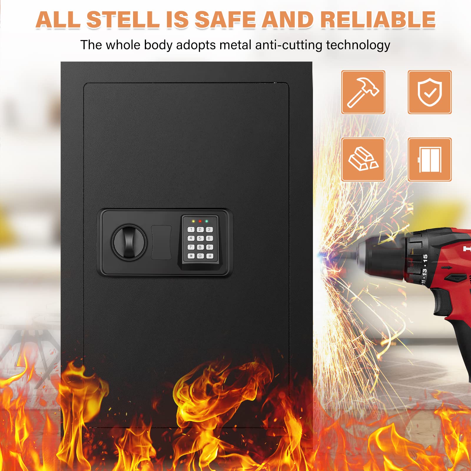 GUVELI heavy-duty-steel construction emphasizes durable, scratch-resistant finish.
