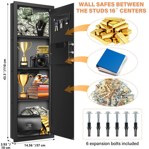 GUVELI in-wall safe electronic lock system with password and emergency key access