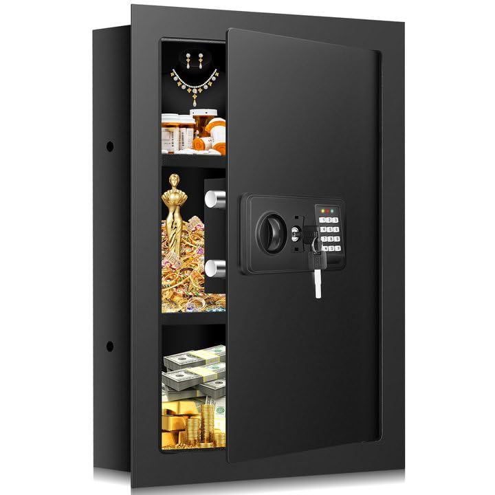 GUVELI wall-safe flush installation demonstrates discreet protection between studs.
