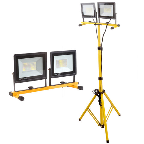GUWELL 22000-lumen work light on a stand for bright construction illumination.