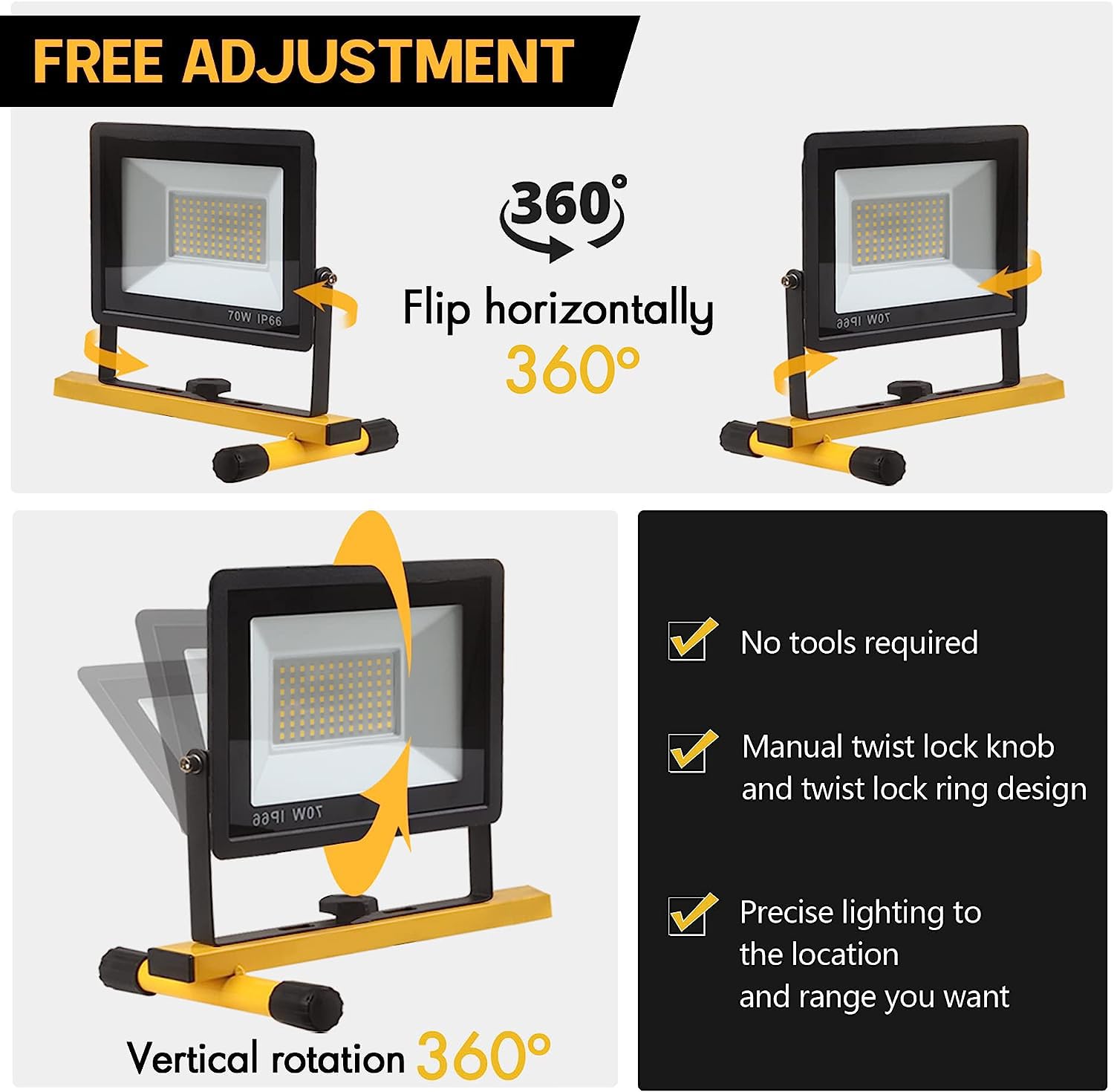 GUWELL foldable tripod adjusts to various heights for flexible lighting.