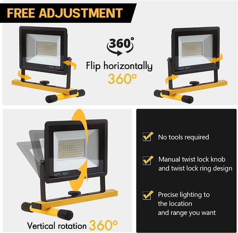 GUWELL foldable tripod adjusts to various heights for flexible lighting.
