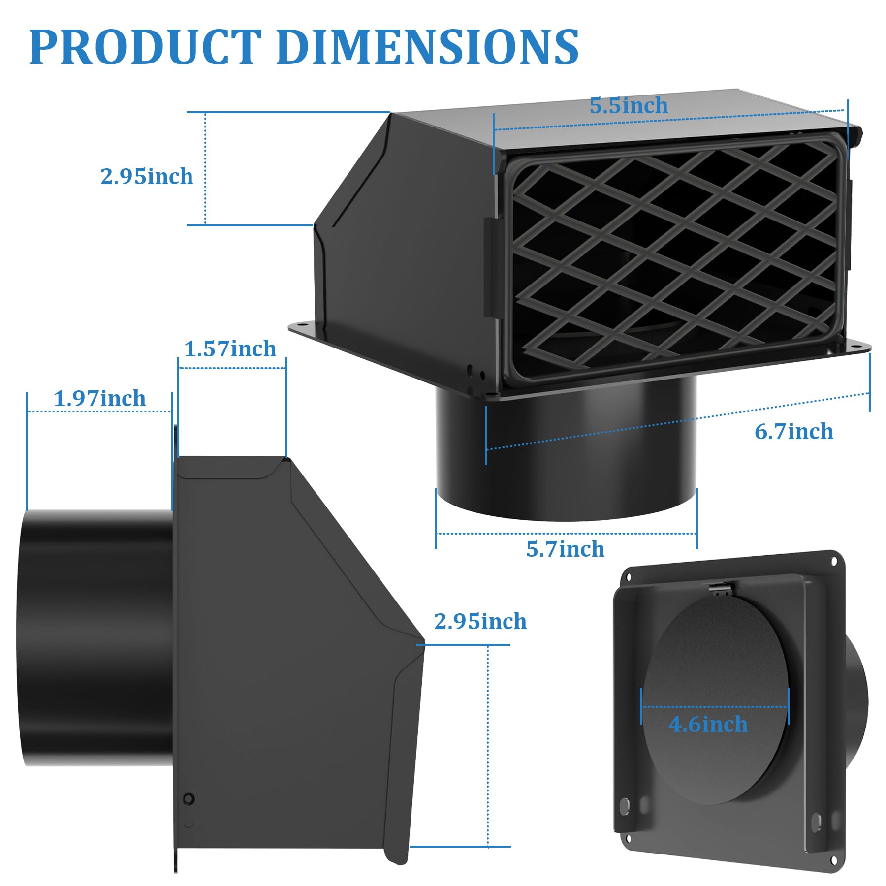 Guweta wall vent cover exterior cap black secures the exterior duct efficiently