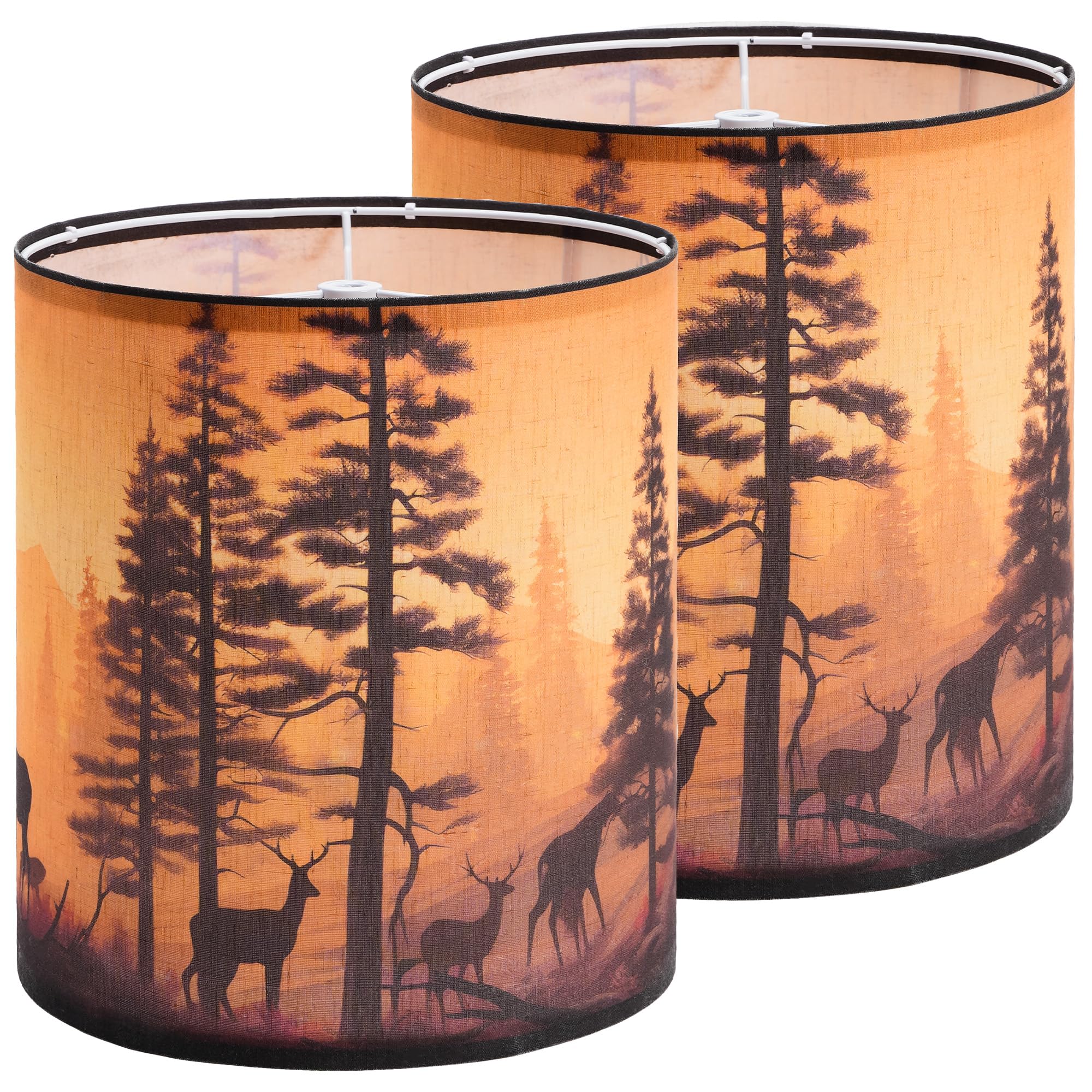 GUZEIR deer linen tall drum lampshade set for warm diffuse living room lighting