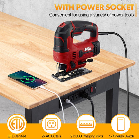 GVGBUK rubber wood top close-up highlighting durable workspace surface.