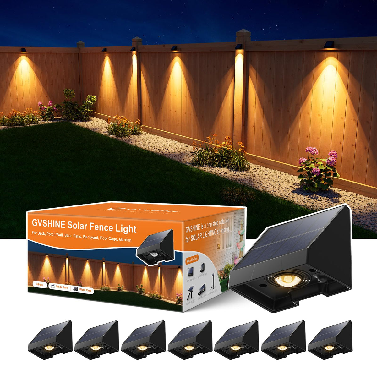 GVSHINE fence light with warm white beam for enhanced outdoor safety