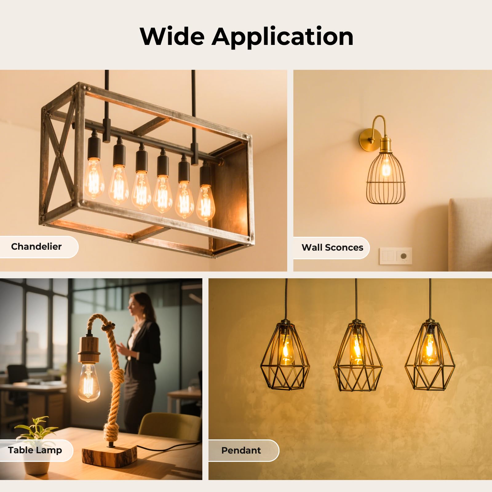 GvvooHome six-pack Edison bulbs for quick lighting upgrades
