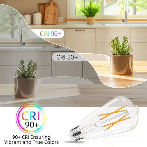 GvvooHome chandelier and vanity lighting using clear glass Edison bulbs.