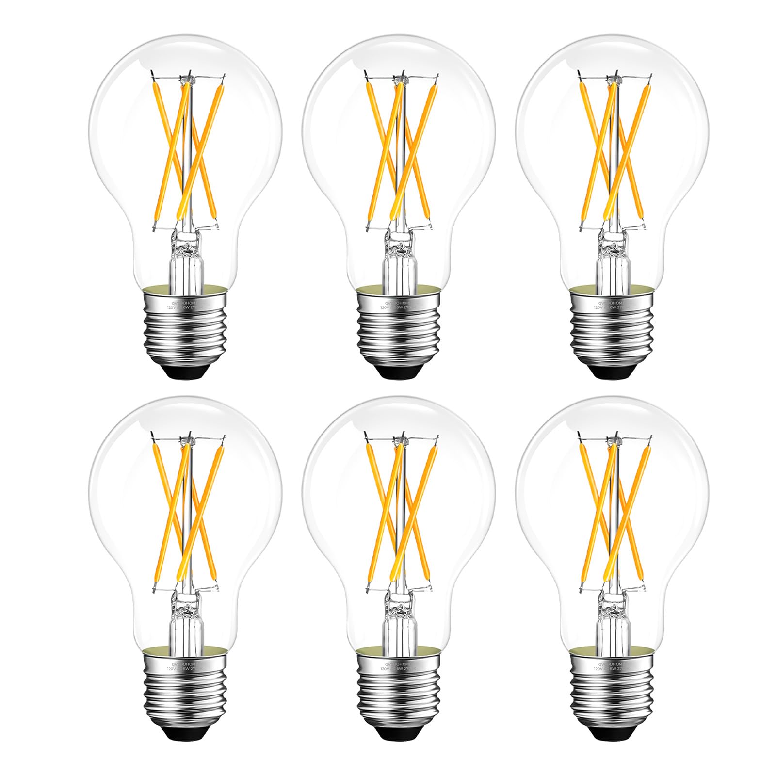 GvvooHome dimmable E26 LED bulb front view with warm 2700K glow.