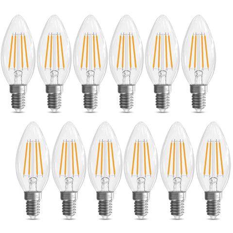 GvvooHome E12 candle bulb with clear glass filament for chandeliers
