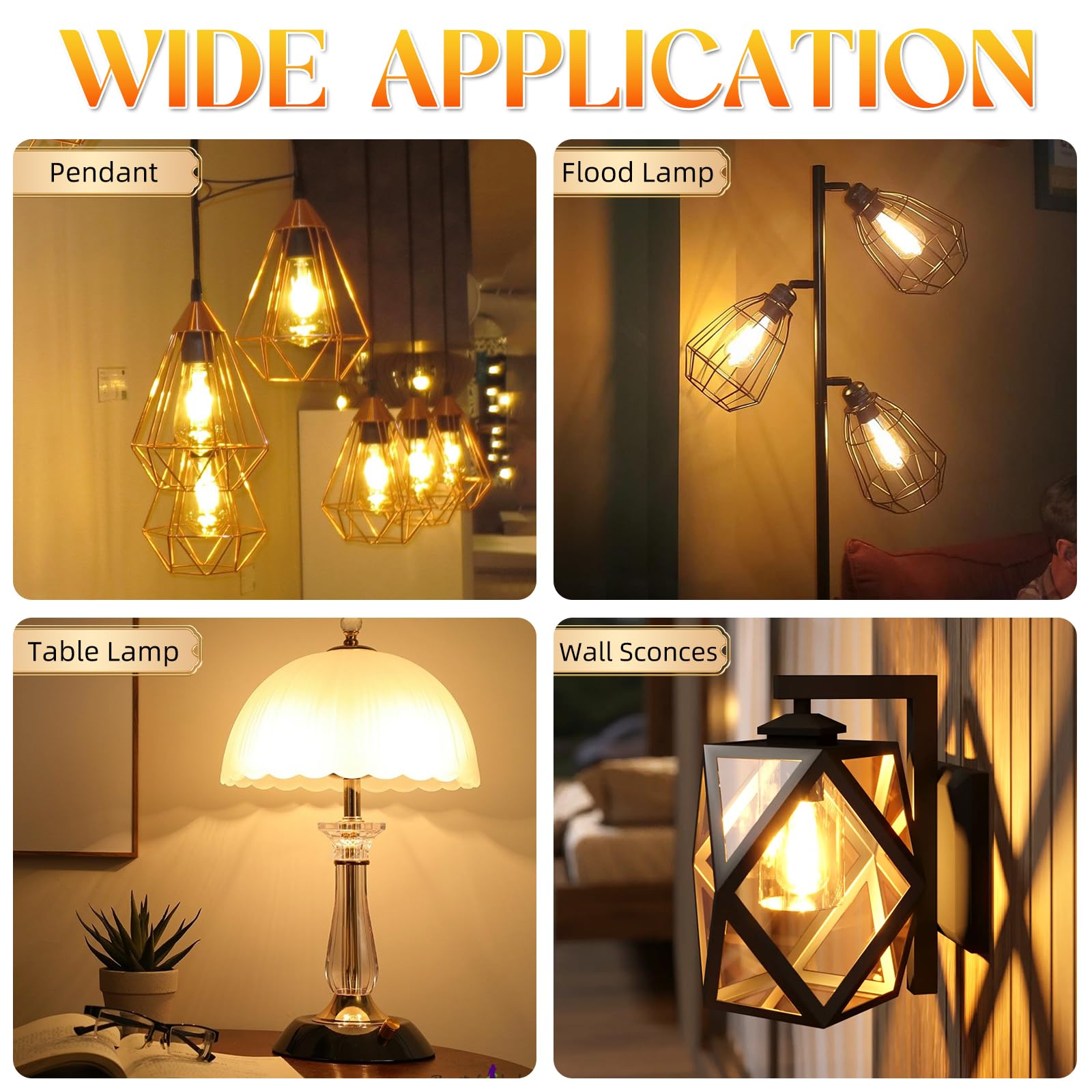 GvvooHome E26 bulb with clear glass and vintage filament for versatile decor lighting.