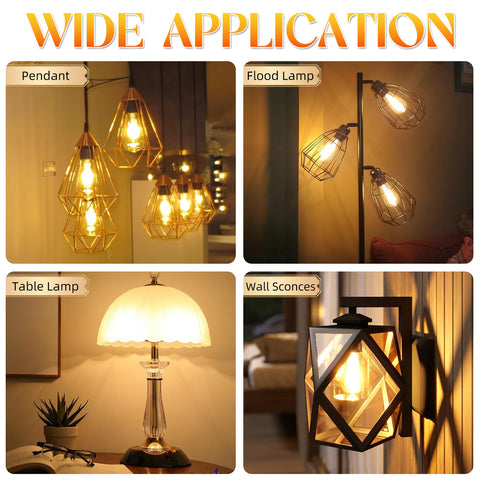 GvvooHome E26 bulb with clear glass and vintage filament for versatile decor lighting.