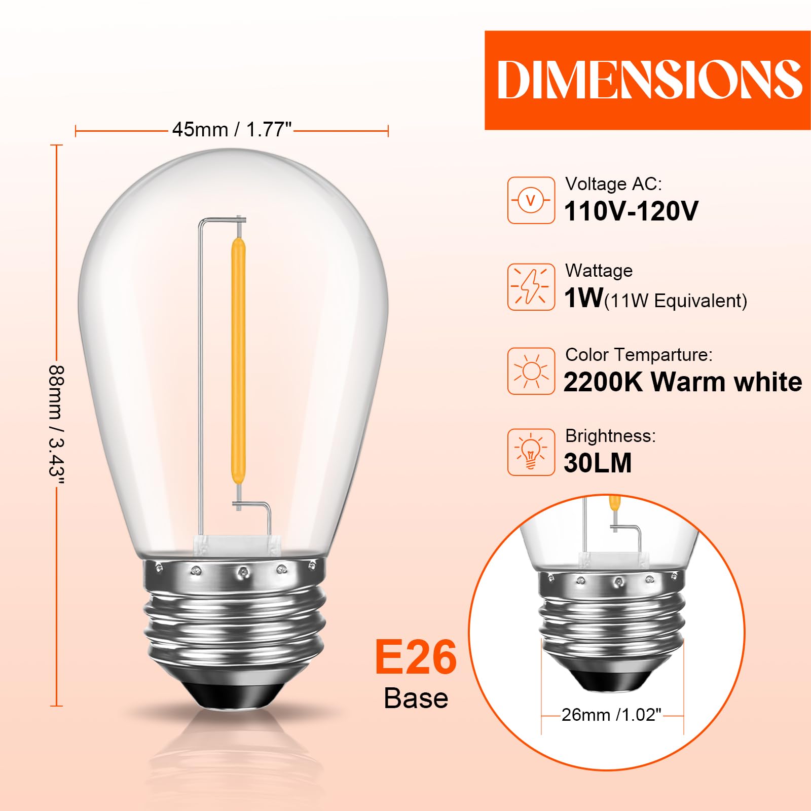 GvvooHome easy-install S14 bulbs fit most string light setups.