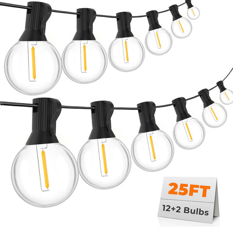 GVVOOHOME ECO 25ft G40 LED string lights with warm bulbs for patio ambiance