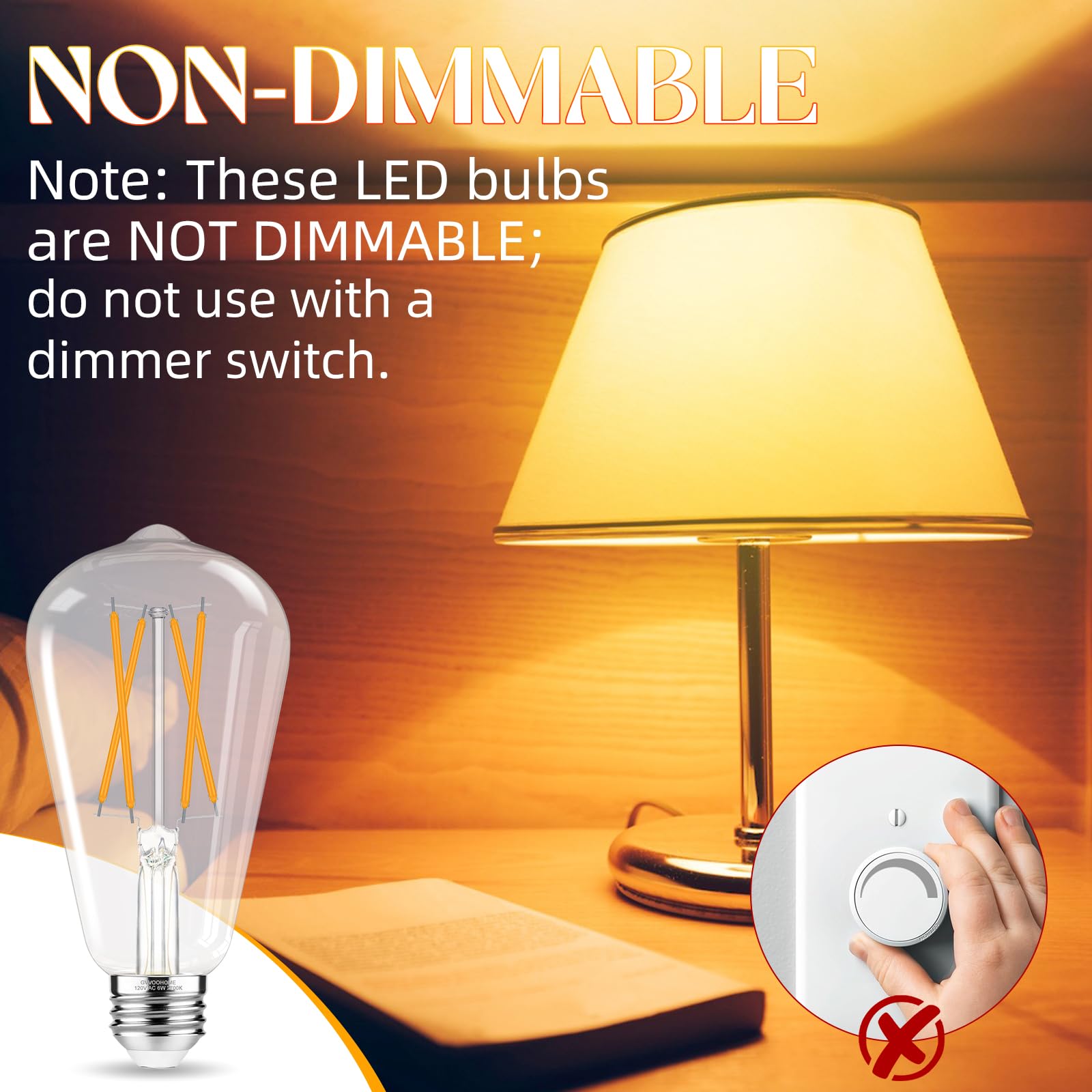 GvvooHome Edison bulb offers a 360° beam for even lighting.