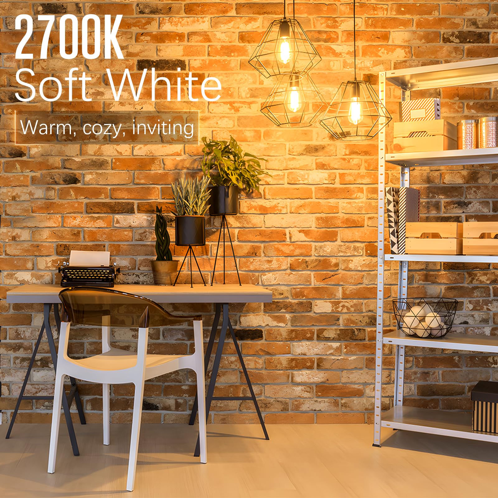 GvvooHome 360-degree beam Edison bulbs provide even illumination.