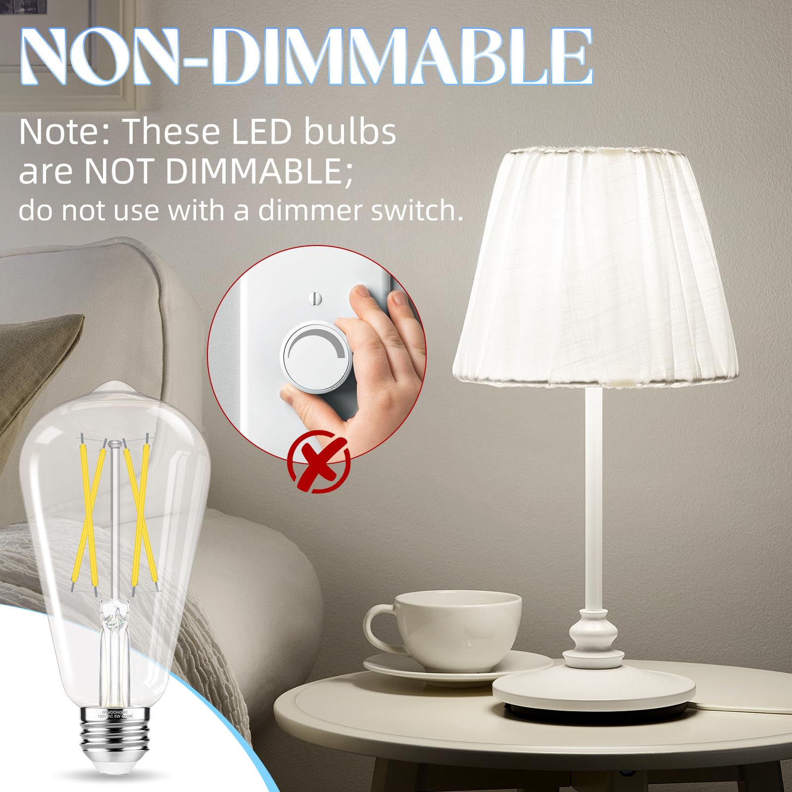 GvvooHome Edison bulbs emit 4000K daylight to brighten kitchens and desks