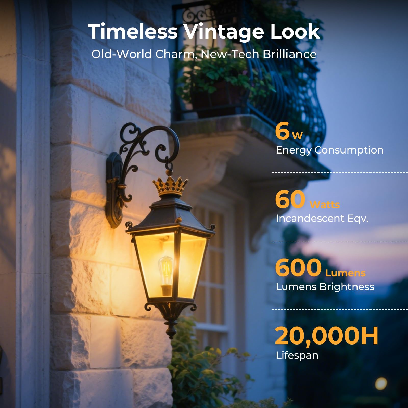 GvvooHome ST58 vintage bulbs offer 60W-equivalent brightness at 6W