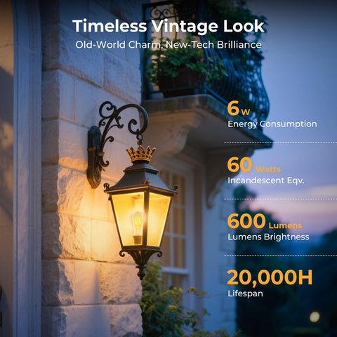 GvvooHome ST58 vintage bulbs offer 60W-equivalent brightness at 6W