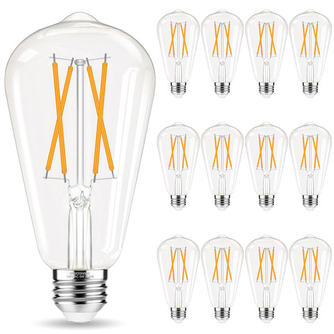 GvvooHome Edison bulbs in clear glass for vintage lighting, 60W-equivalent.
