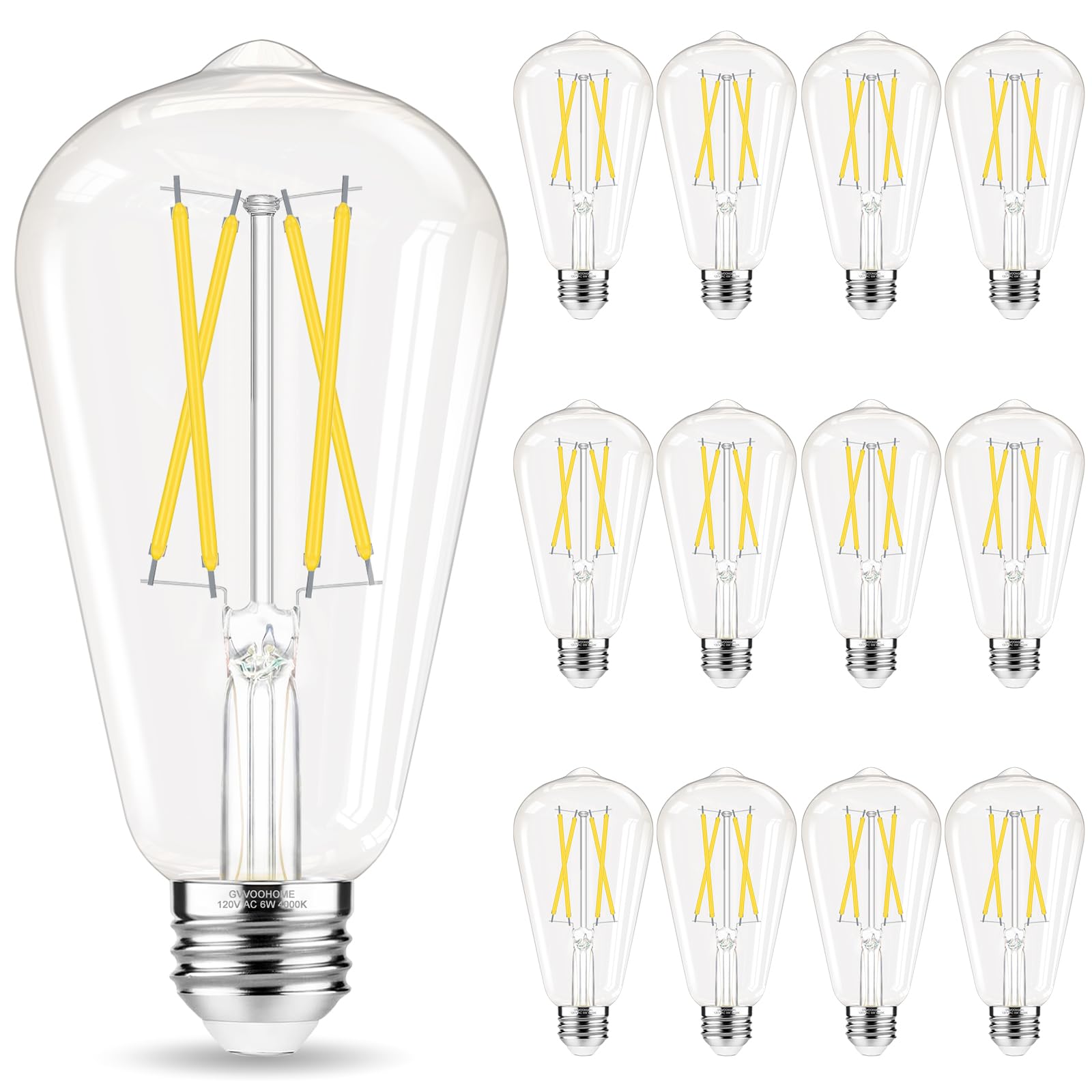 GvvooHome ST58 Edison bulb in clear glass close-up, vintage style for stylish lighting.