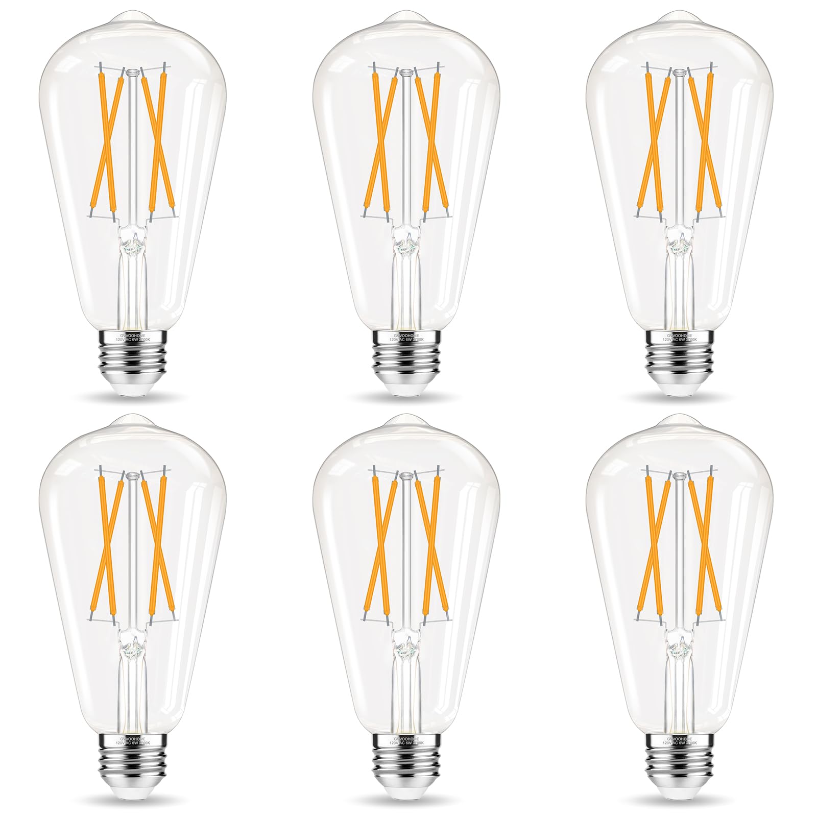 GvvooHome LED Edison bulb with soft white 2700K and clear glass for warm ambiance.