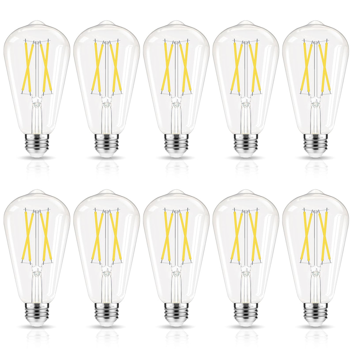 GvvooHome dimmable LED Edison bulbs with clear glass for cool white lighting.