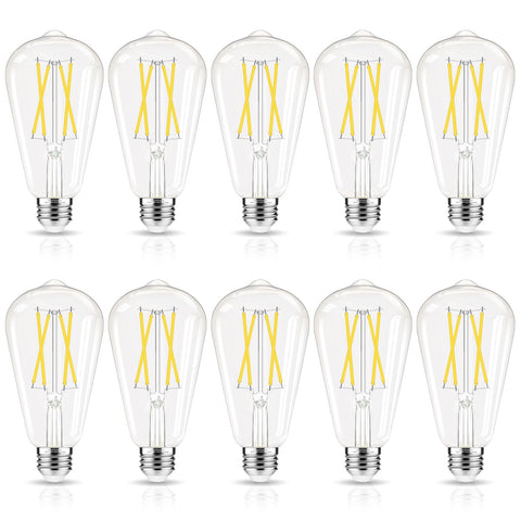 GvvooHome dimmable LED Edison bulbs with clear glass for cool white lighting.