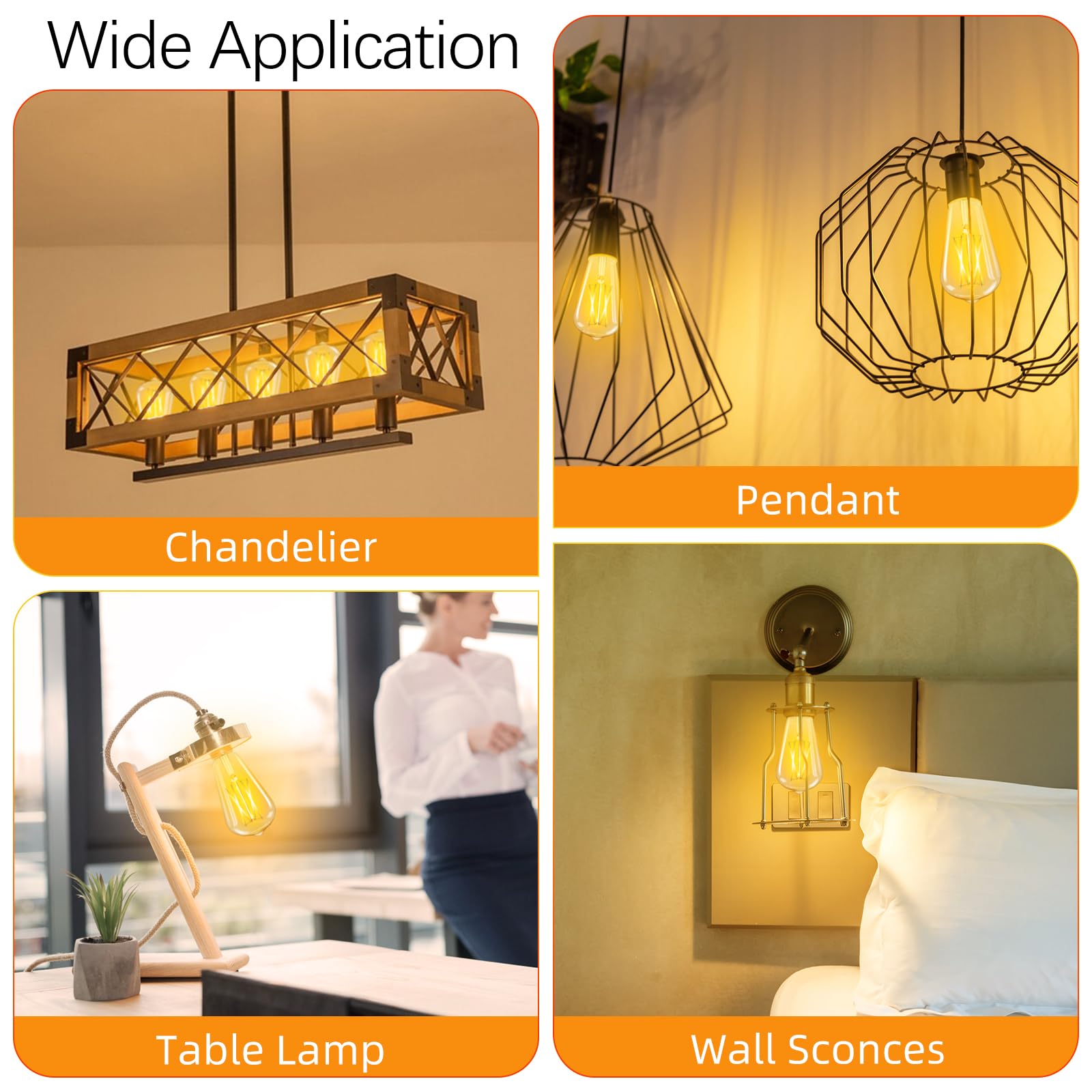 GvvooHome 10-pack Edison bulbs for multiple fixtures in one purchase.