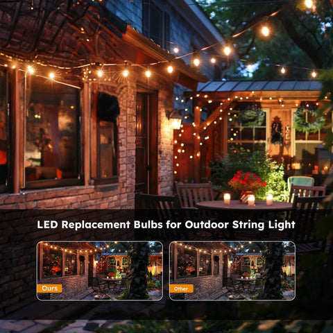 GvvooHome S14 bulbs with E26 base fit most string lights.