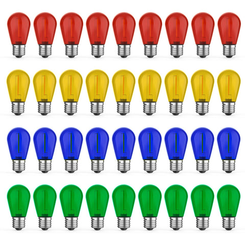 GvvooHome S14 colored bulbs for outdoor lights in red/green/blue/orange add vibrant ambience.