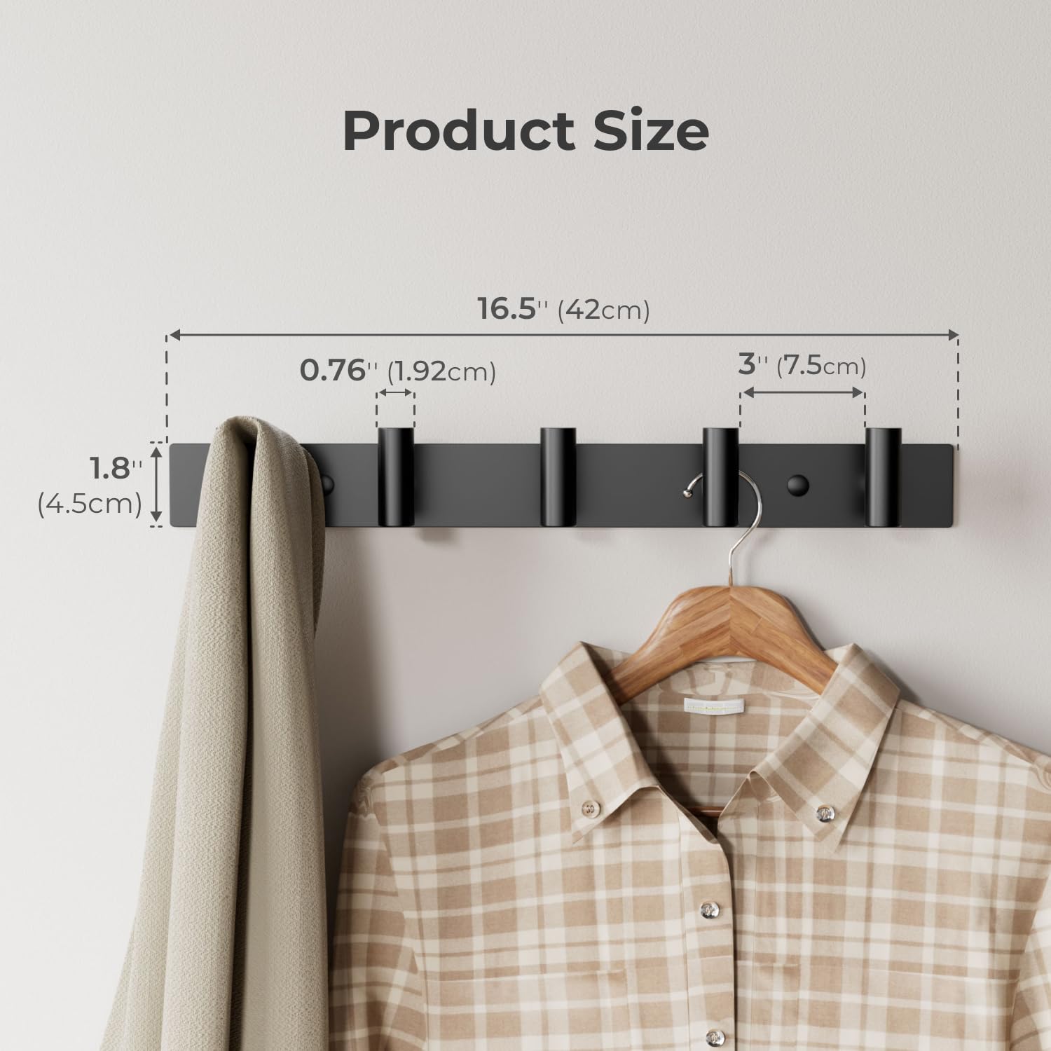 GWAAZXGZ coat rack close-up of heavy-duty pegs and rustproof coating.