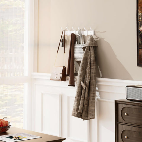 GWAAZXGZ coat rack in entryway showing six double hooks for coats and bags.