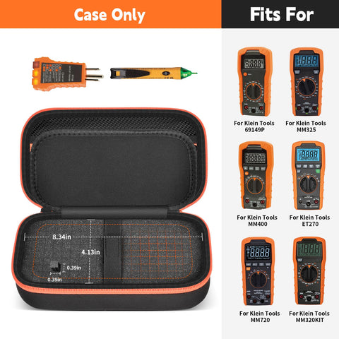 GWCASE durable EVA shell protecting Klein multimeter and accessories.