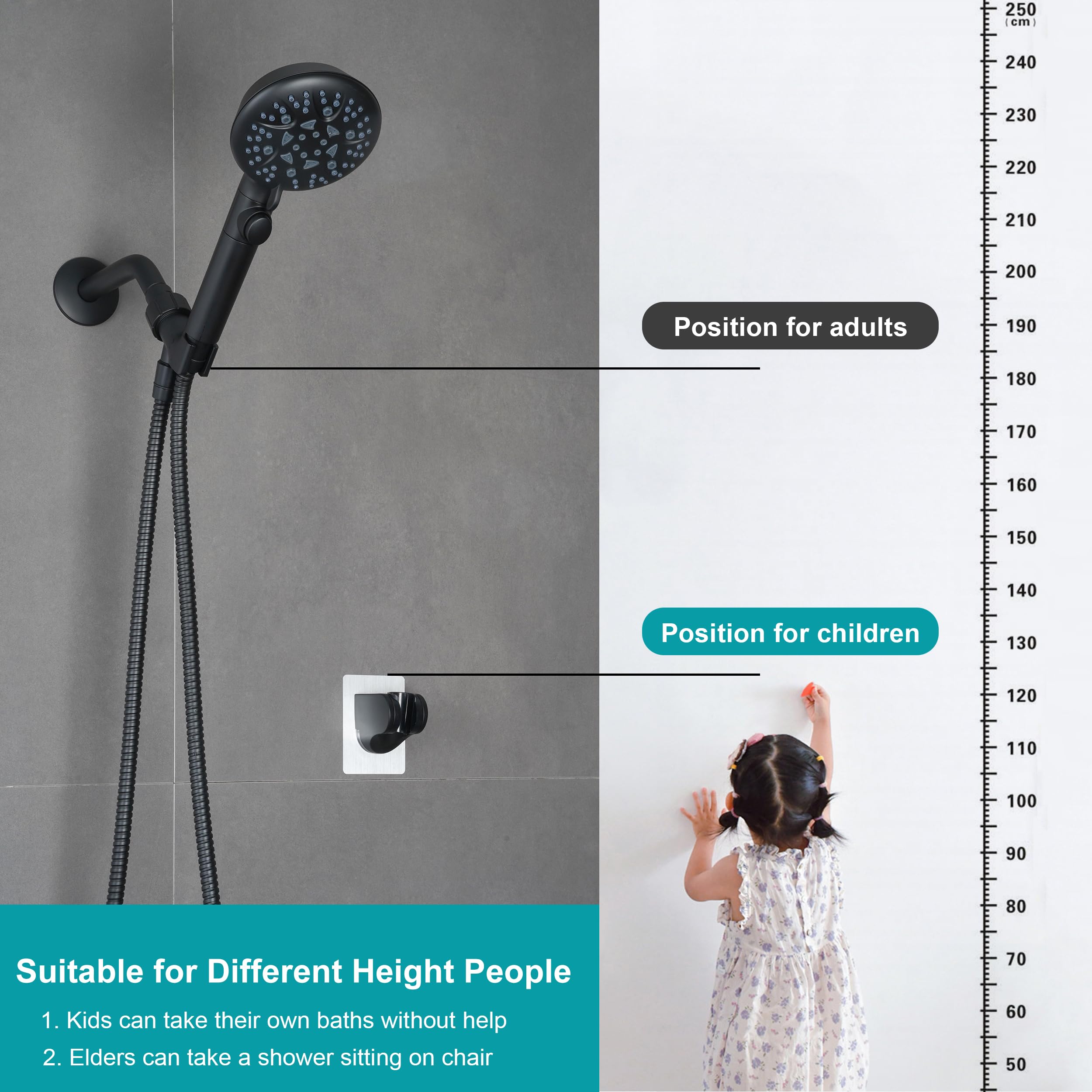 GwernKB 79-inch stainless steel hose provides wide reach for rinsing.