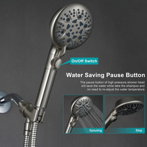 GwernKB brushed-nickel shower hose, 79 inches, for flexible reach and easy cleaning.