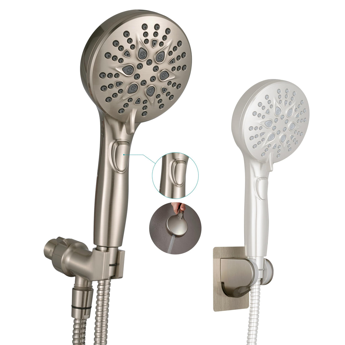 GwernKB handheld shower head with seven spray modes for customizable showers