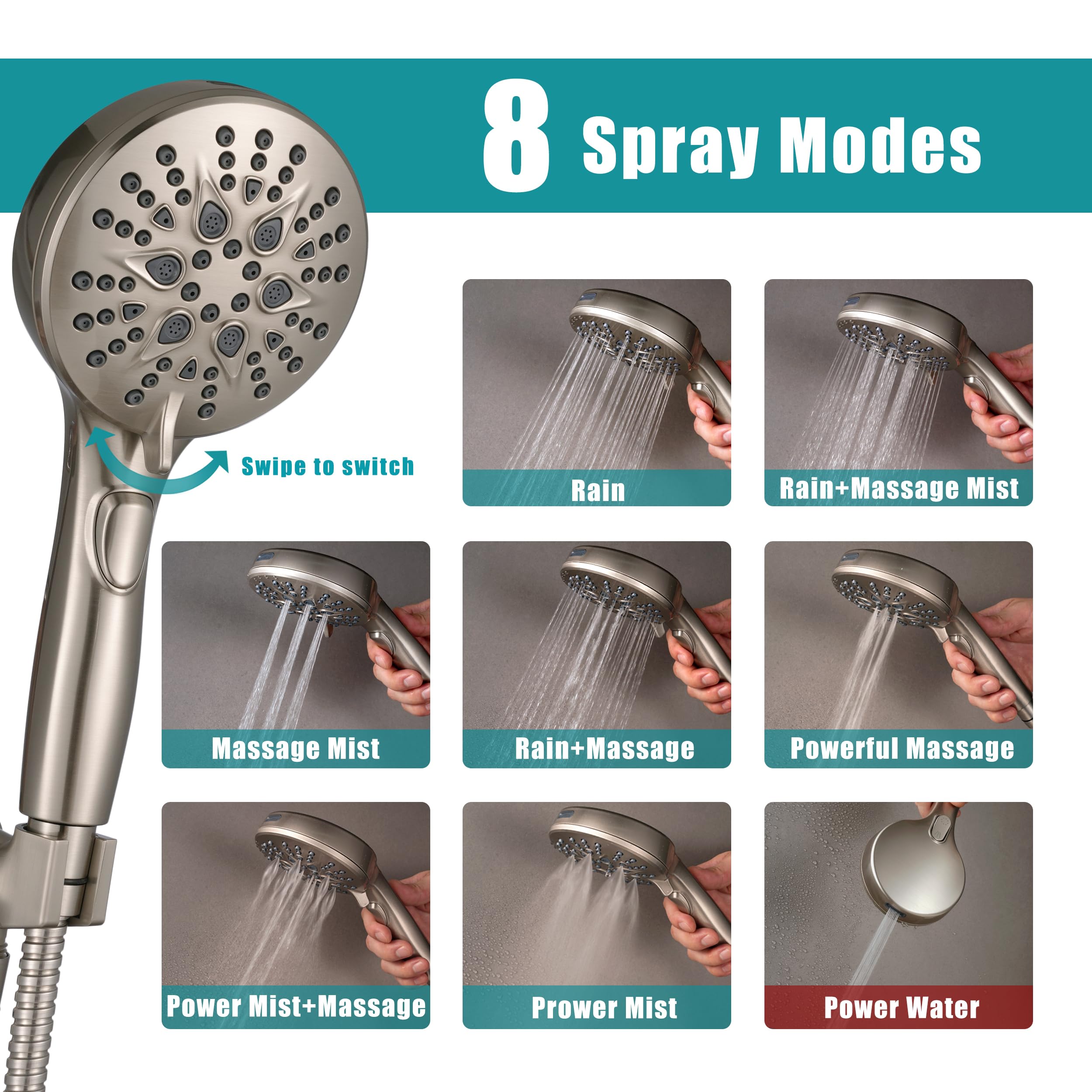 GwernKB power wash mode activated for surface cleaning in the shower