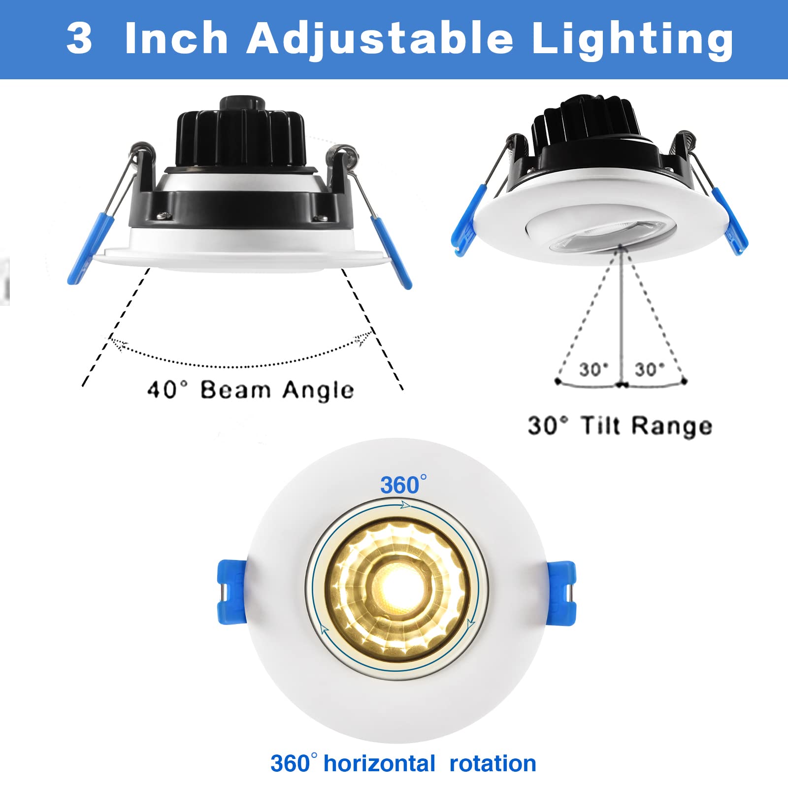 GWEUZMALL 3-inch LED dimmable recessed light for customizable ambiance and task lighting.